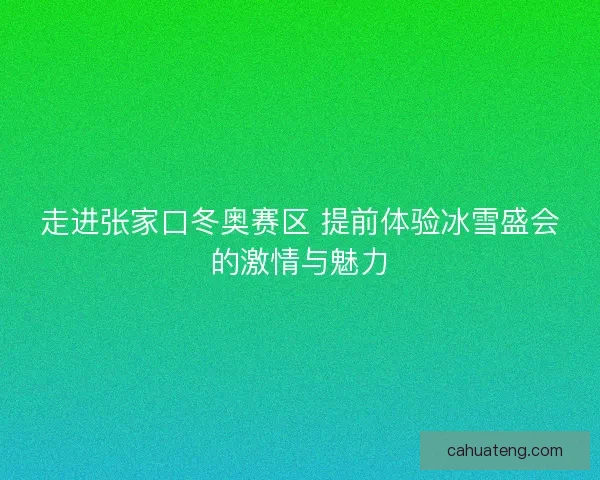 走进张家口冬奥赛区 提前体验冰雪盛会的激情与魅力